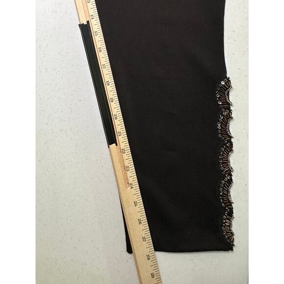 Roamans Womens Black Pants Sz 26W (39x28) Bead Embellished Pull On Elastic Waist - Picture 8 of 12
